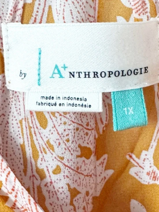 Anthropologie Mia Tiered Boho Ruffle Peasant Tunic Top - Yellow Floral - Picture 6 of 12